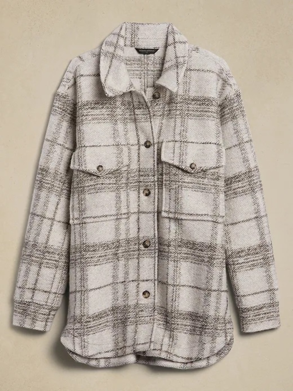 Banana Republic Plaid Shacket Jacket - Cream & Gray